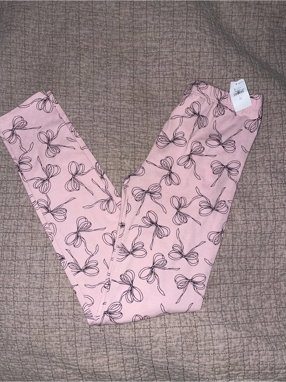 GAP Pink Leggings with Black Bow Print